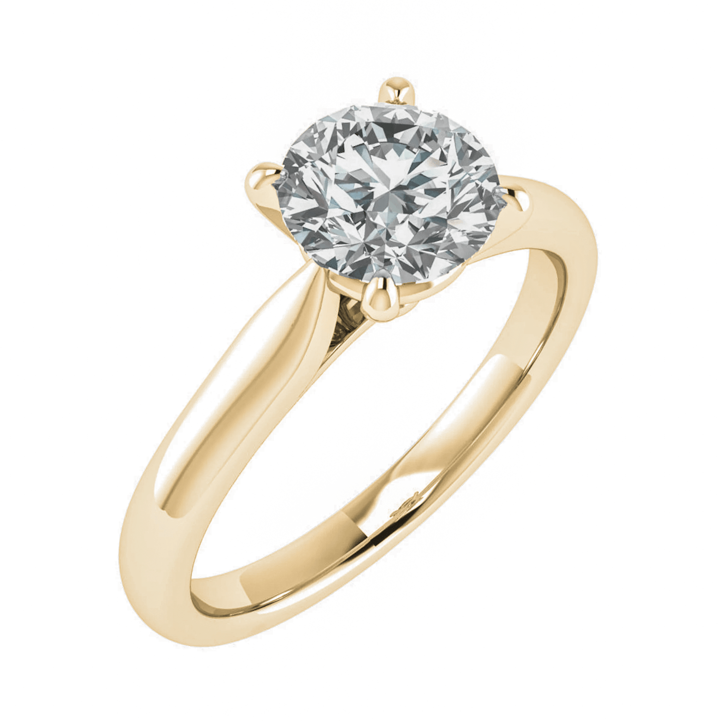 frontal left side luxury yellow gold hidden halo lab grown diamond engagement ring