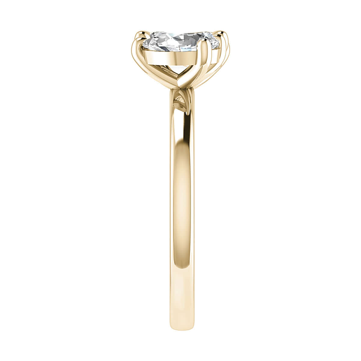 side angle luxury emerald and pear yellow gold lab grown diamond pair engagement ring